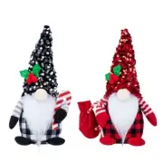 2pcs Christmas Gnome Red Black Sequins Hat Beard Decoration