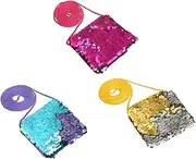 [SAFIGLE] 3 Pack Kids Sequins Coin Purse Fashion Square Bag Kids Wallet Small Change Purse for Children Coins Pouch Baby Handbag Random Color