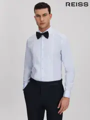 Reiss Soft Blue Marcel Cotton Marcella Tuxedo Shirt (996256) | $240