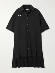 [JW Anderson] JW Anderson - Embroidered Cotton-voile Midi Shirt Dress - Black - UK 12 UK 12 Black