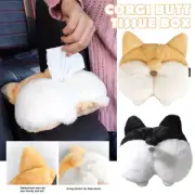 Corgi Butt Shaped Tissue Box Cover Plush Fun Adorable Paper Organizer Tissue Bag