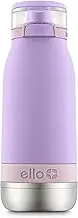 Ello Emma 14oz Vacuum Insulated Stainless Steel Kids Water Bottle with Straw and Built-in Carrying Handle and Leak-Proof Locking Lid for School Backpack, Lunchbox and Outdoor Sports, Lilac