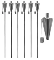 6x Silver 1.46m Cone Metal Garden Fire Torches Outdoor Yard Flame Lamp Light