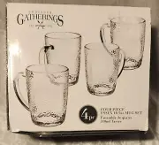Godinger Gatherings Essex Mugs Glassware 10.5 oz NEW With Box Set of 4