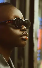 [Loewe] Slim Rectangle-Frame Acetate Sunglasses