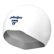 Phelps Adult White X-02 Elite Silicone Race Swimming Cap Size Medium 22-23 1/4"