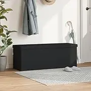Foldable Black PVC Storage Bench with Removable Seat - 110x38x38 cm, Versatile Indoor Use, Durable and Comfortable Foam Padding
