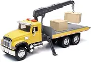 New-Ray Toys Mack Granite Roll Off Truck with Crane and Crate 1:18 Scale Long Haul Trucker Playset, Kids, Gifts, Birthdays