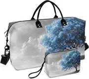 [YXYZRMY] Travel Duffel Bag Blue Tree Black White Gym Bag Sports Tote Bag with Multiple Interior Pockets Shoulder Weekender Bag for Women Men with Toiletry Bag 20.5”x 7.9”x 13.8, Multi-Colored, one size