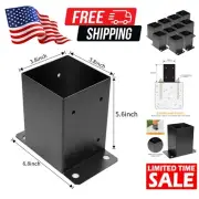 10 Heavy-Duty Black Steel Post Brackets - Ideal for Pavilions, Decks, and Fences