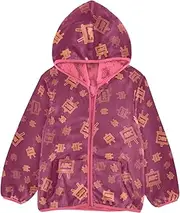 [GuoChe] Boy Hooded Fleece Jacket Doodle Line Chalkboard Icon Purple Toddler Girl Winter Coat pink Baby Zip Sweatshirt 3T