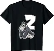 [X.Style] Kids 2nd Birthday Monkey 2 Year Old Gorilla ds678 T-Shirt (S) Black