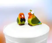 Lovebird Cake Topper Bird Bride Groom Love Wedding Engagement Wood Statue