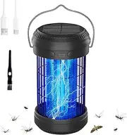 QUMOX Solar Bug Zapper Lantern,2-in-1 Portable & Rechargeable Mosquito Zapper with 4000mAh Battery & LED Night Light, 4000V Electric Fly Zapper for Outdoor, Patio, Backyard, Garden