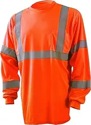 (Class 3 / Long Sleeve, 2X-Large, Orange (High Visibility)) - OCCUNOMIX T-Shirt,Hi-Vis Orange,80cm L,2XL LUX-LSETP3B-O2X