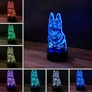 3D German Shepard Dog Desk Light - 7 Color LED Lamp Base w USB & Touch control