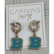 NEW Canvas Style B Initial Drop Hoop Earrings