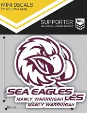 620007 MANLY SEA EAGLES NRL SET OF 2 MINI DECALS CAR STICKERS ITAG