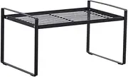 TOPPERFUN Wrought Iron Dish Drain Rack over Sink Kitchen Layered Storage Rack Bowl Pot Holder Black