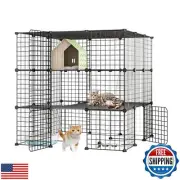 Eiiel Large Cat Cage, Playpen Detachable Metal Wire Indoor DIY Kennels Crate