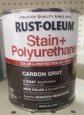 Rustoleum Stain + Polyurethane Carbon Gray Semi Gloss 1 Quart