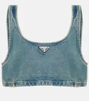 [Prada] Prada Logo denim bra top AU 16 blue