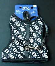 Youly The Classic Soft CAT Harness & Leash Set Skull & Crossbone Pattern