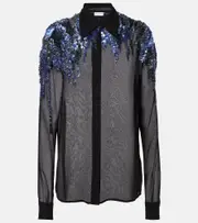 [Dries Van Noten] Dries Van Noten Sequined chiffon blouse AU 10 black
