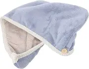 SOESFOUFU Hair Drying Towel Wrap with Button Design Fast Drying Bath Hat for Home and Absorbent Fleece Head Wrap Towel for Comfortable Use