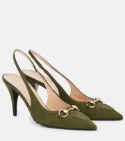 [Gucci] Gucci 85 GG canvas slingback pumps AU 8 green