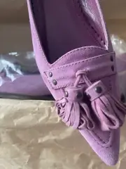 J.Crew Georgia Ladies Suede Tassel Shoes, Size 7 1/2, Color: Petunia Pink, Italy