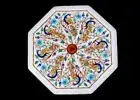 12" x 12" Marble Side End / Corner Table Top Peacock Inlay Handmade Work