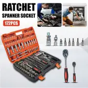 172Pcs Ratchet Spanner Socket Set 1/2" 1/4" 3/8" DIY Tool Kit Wrench Toolbox AU