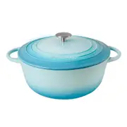 Pyrochef Cast Iron Round French Oven w/ Lid 26cm/5L - Duck Egg Blue