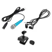 Mini Mic Tiny Microphone Type C Bracket, Sponge Cover, Earphones Blue