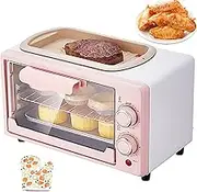 12L Mini Oven with Baking Pan, 800W Electric Countertop Cooker with 35-250° Adjustable Temperature Settings and 60min Timer, Rapid Hot Air Fryer Oven for Roasting, Grilling and Reheating