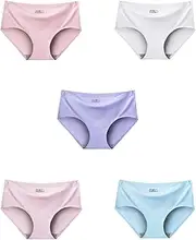 [SAMYIKOU] 5 Pack Women’s Seamless Underwear Stretch Invisibles Hipster Briefs Comfortable Ice Silk Soft Breathable Panties