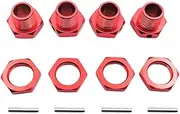 4 Pieces RC Car Hex Wheel Hubs 1:8 Scale 17mm Replacement Wheels Hex Drive Adapter, Red