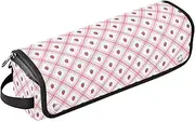 [sanluoli] 2-in-1 Curling Iron Travel Case and Heat Resistant Mat Waterproof Curling Iron Travel Case Peach Plaid Strawberry Cute Fresh Summer Travel Bag for Women