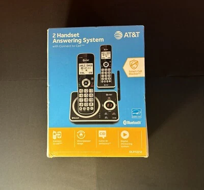AT&T 2 Handset Wireless Phone Digital Answering System Connect to Cell Call ID