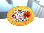 Unique Vintage Micro Mosaic Millefiori Flowers Floral Brooch Pin 1960's