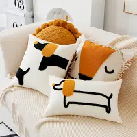 在飛比找松果購物優惠-可愛動物風格抱枕套簡約ins風沙發客廳裝飾狗狗獅子頭圖案 (
