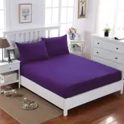 2000TC AU King Single Size 3-Piece Fitted Sheet Set, Extra Deep Pocket Sheets, Soft Comfort Breathable Bedding, Fitted Sheet and Pillowcases, Purple