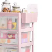 YA (Pink)Rolling Storage Cart With Wheels 3 Frosted Clear Drawers Rollin