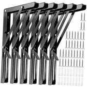 Pack 12 Inches Folding Shelf Brackets, Heavy Duty Collapsible 12in Black 6