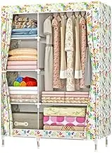 Portable Wardrobe Rack,Cloth Wardrobe,Portable Canvas Wardrobes, Large Clothes Storage Organizer with Hanging Rail, Foldable Closet for Bedroom, Living Room, Strong and Durable,White-90x43x1