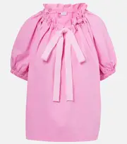 [Patou] Patou Bow-detail cotton jersey top AU 8 pink