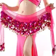 Fashion MultiColor Chiffon Belly Dance Hip WrapScarf Coin Sequin Waistband Skirt