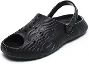 [Jakcuz] Men Adult Clogs Soft Non-slip Summer Sandasl Slides Open Toe Water Beach Slippers with Buckle Latch