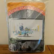 1971 Pauline Denham Crewel Embroidery Kit 6018 Seascape - Sealed NOS Wharf Dock